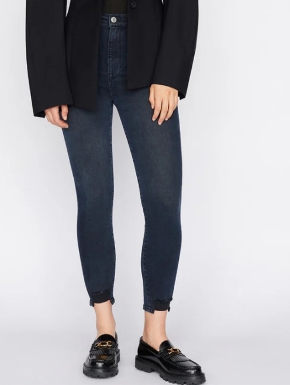 Frame Ali High Rise Cigarette Denim Black High-Rise Skinny Jeans Size 27